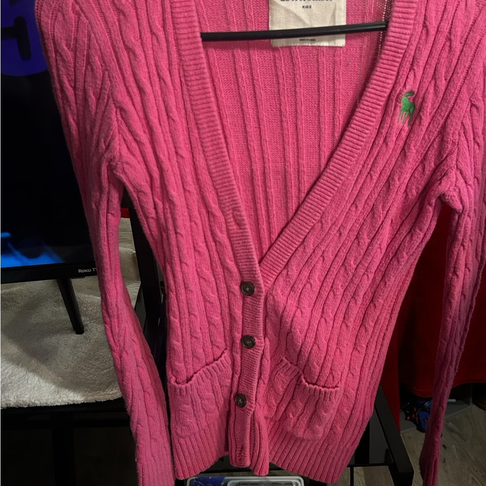 Abercrombie & Fitch Pink Ribbed Cardigan Sweater